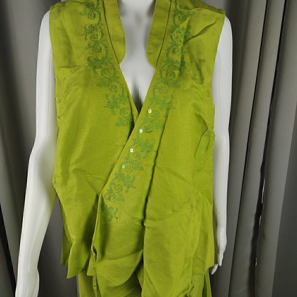 Sarah Spencer Women's Lime Green Linen Blend Blouse And Skirt Size 14W - Picture 2 of 16